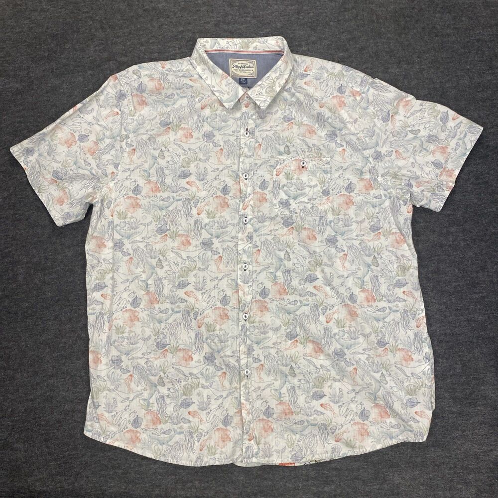 Flag & Anthem Men's Size XXL Short Sleeve Polo Shirt Whales Jellyfish Shells